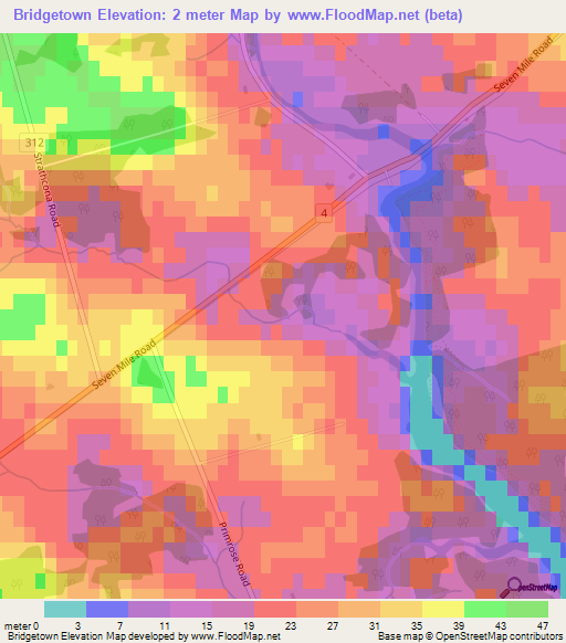 Bridgetown,Canada Elevation Map