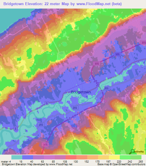 Bridgetown,Canada Elevation Map