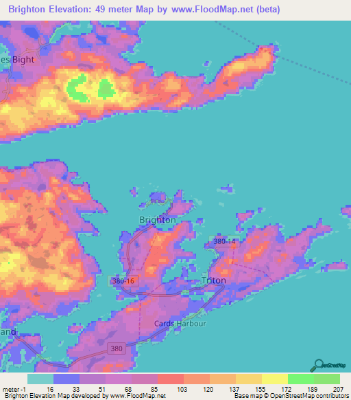 Brighton,Canada Elevation Map