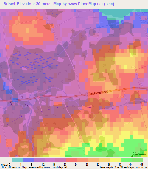 Bristol,Canada Elevation Map
