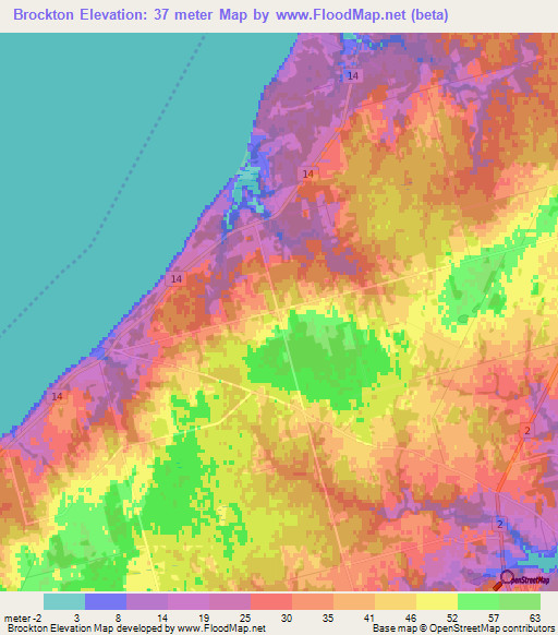 Brockton,Canada Elevation Map