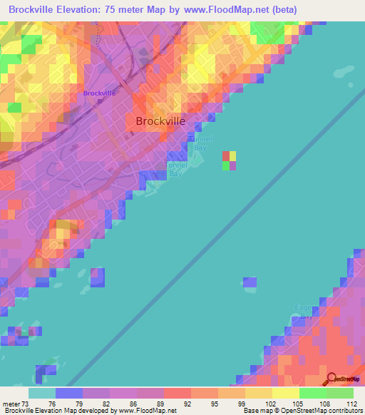 Brockville,Canada Elevation Map