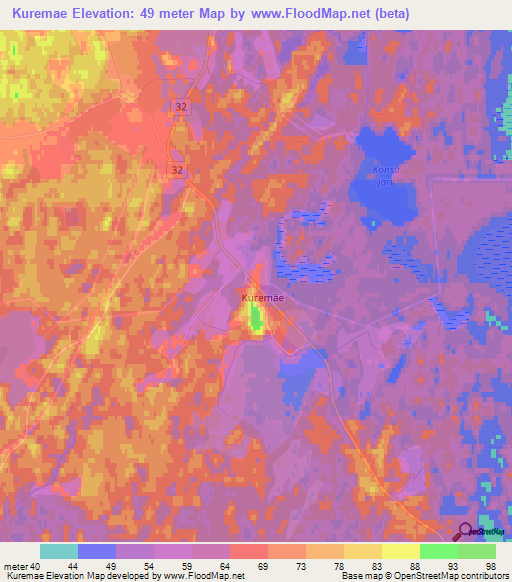 Kuremae,Estonia Elevation Map