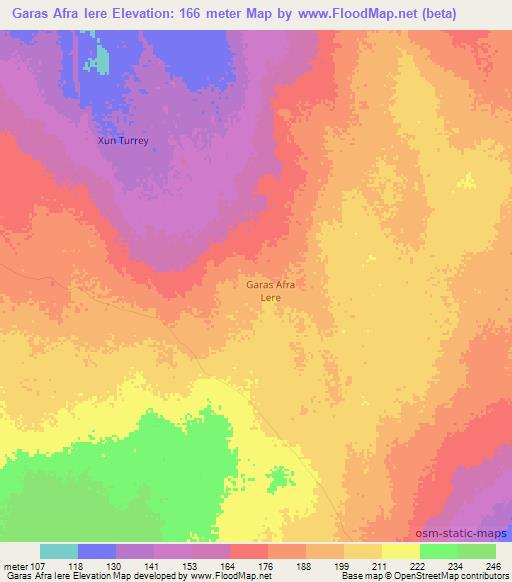 Garas Afra Iere,Somalia Elevation Map