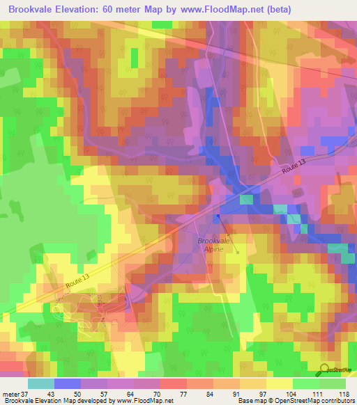 Brookvale,Canada Elevation Map