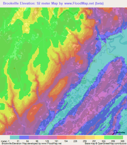 Brookville,Canada Elevation Map