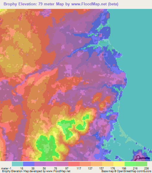 Brophy,Canada Elevation Map