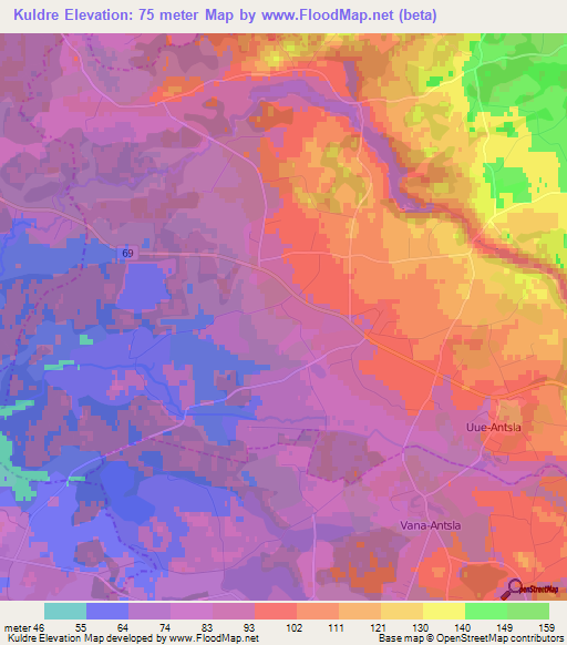 Kuldre,Estonia Elevation Map