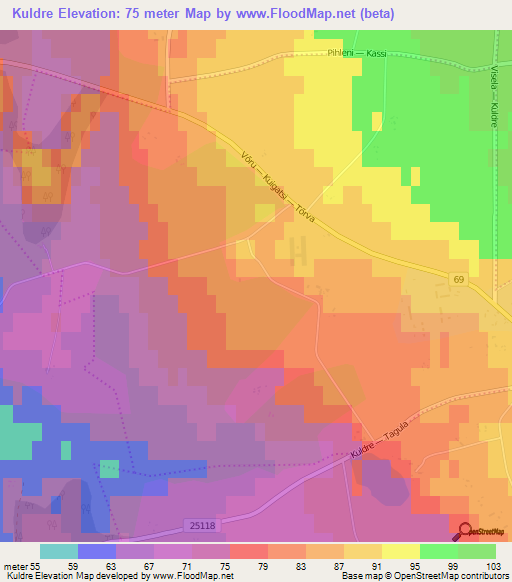 Kuldre,Estonia Elevation Map