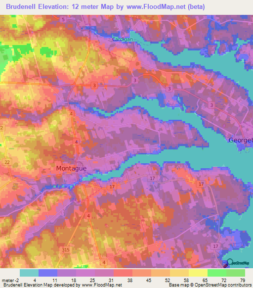 Brudenell,Canada Elevation Map