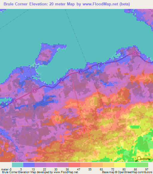 Brule Corner,Canada Elevation Map