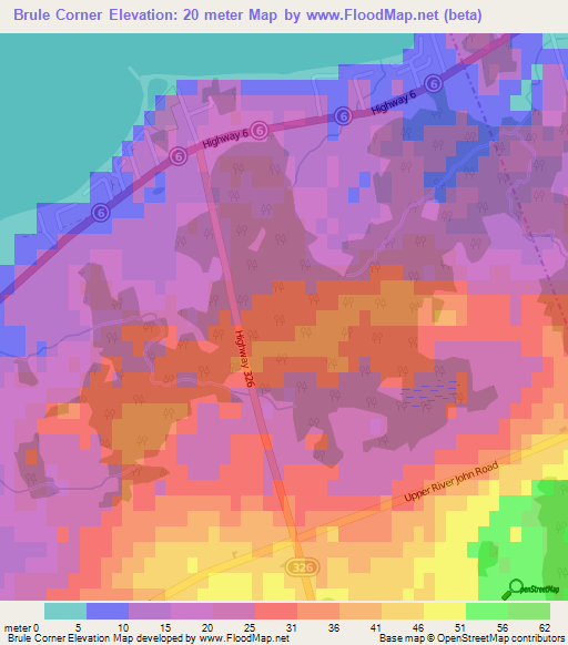 Brule Corner,Canada Elevation Map
