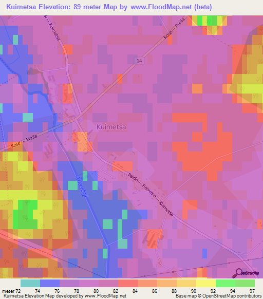 Kuimetsa,Estonia Elevation Map