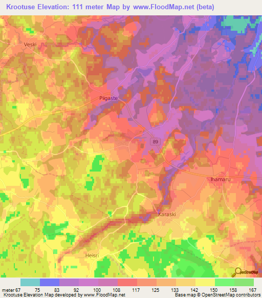 Krootuse,Estonia Elevation Map