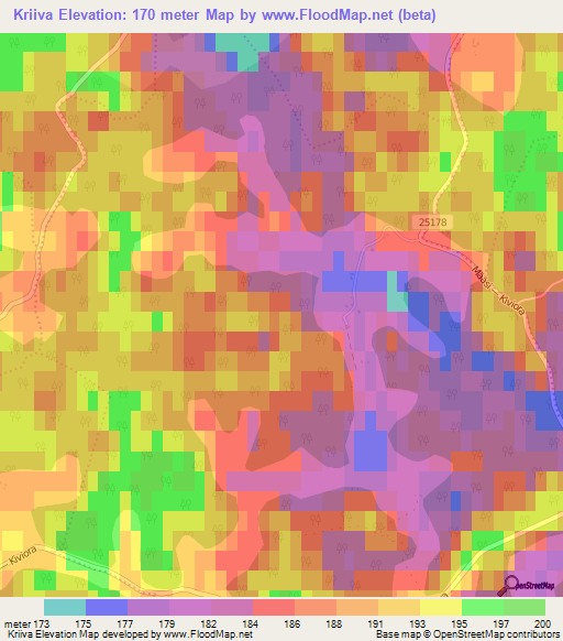 Kriiva,Estonia Elevation Map