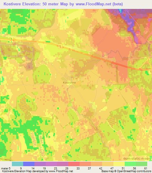 Kostivere,Estonia Elevation Map