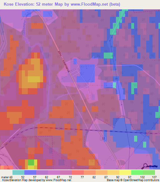 Kose,Estonia Elevation Map