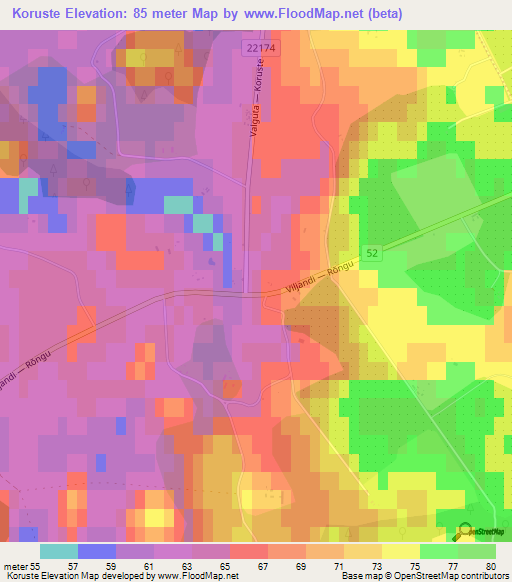 Koruste,Estonia Elevation Map