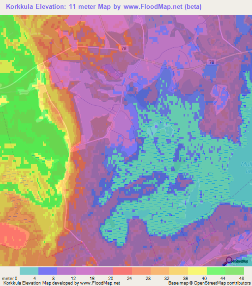 Korkkula,Estonia Elevation Map