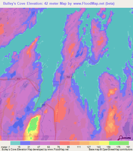 Bulley's Cove,Canada Elevation Map