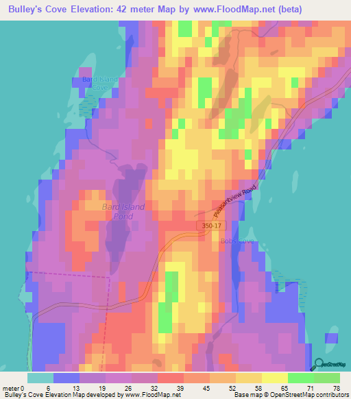 Bulley's Cove,Canada Elevation Map
