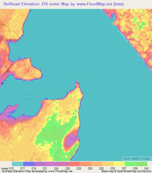 Bullhead,Canada Elevation Map