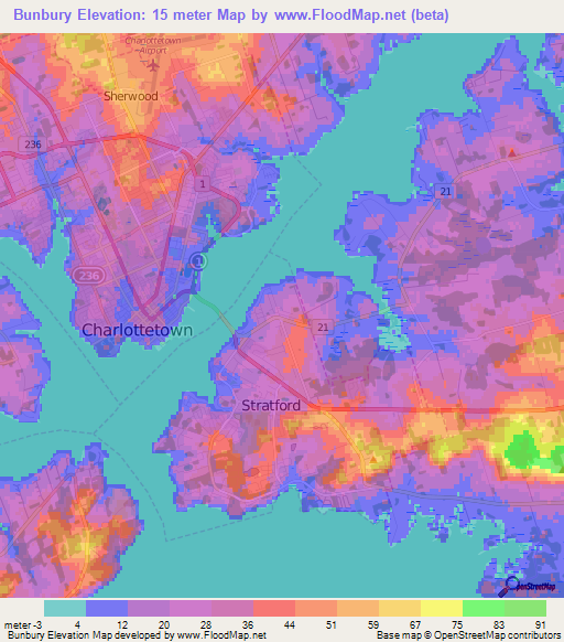 Bunbury,Canada Elevation Map