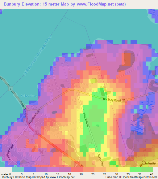 Bunbury,Canada Elevation Map