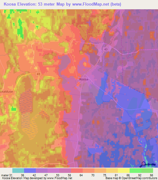 Koosa,Estonia Elevation Map