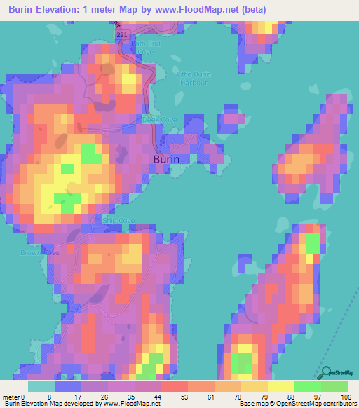 Burin,Canada Elevation Map