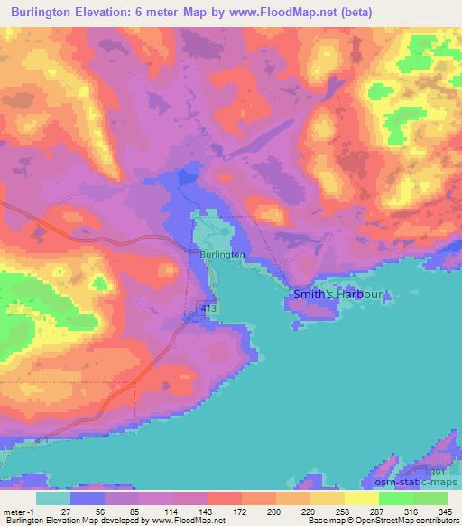 Burlington,Canada Elevation Map