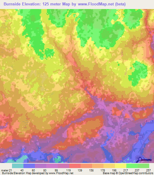 Burnside,Canada Elevation Map