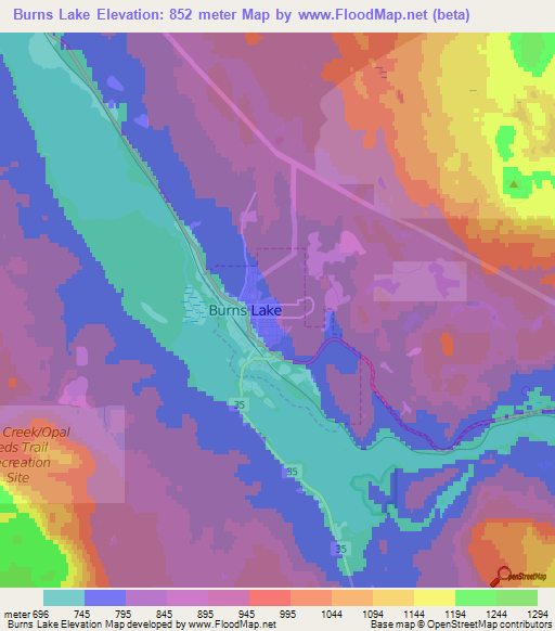 Burns Lake,Canada Elevation Map