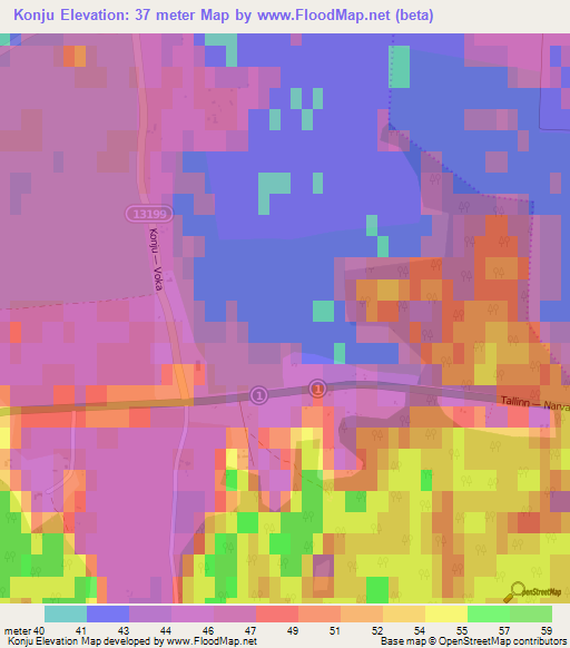Konju,Estonia Elevation Map