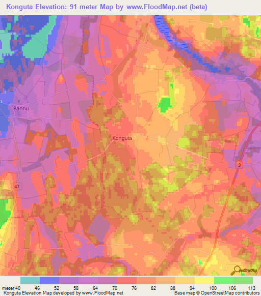 Konguta,Estonia Elevation Map