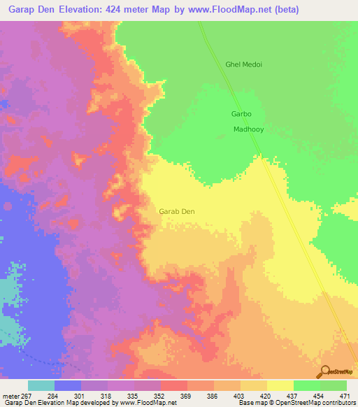 Garap Den,Somalia Elevation Map