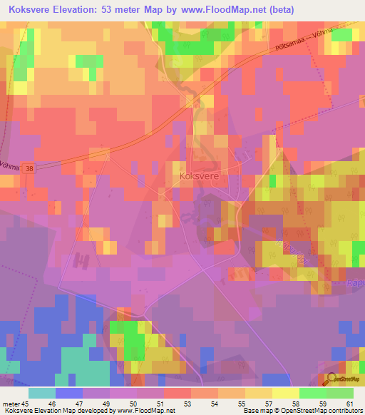 Koksvere,Estonia Elevation Map