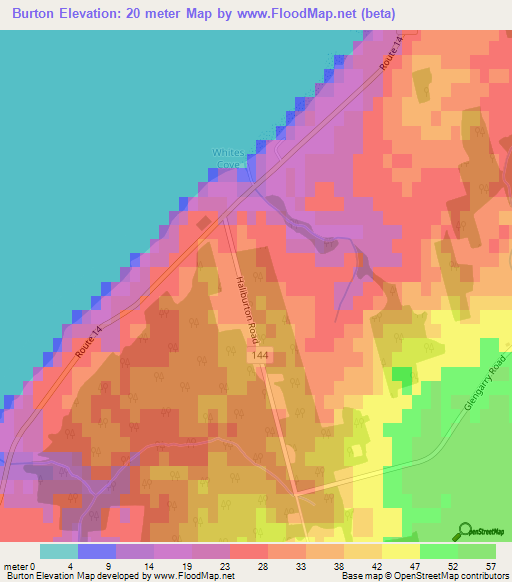 Burton,Canada Elevation Map