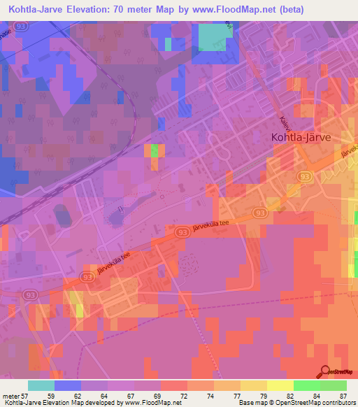 Kohtla-Jarve,Estonia Elevation Map