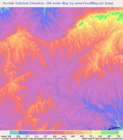 Kuchak Gukcheh,Iran Elevation Map