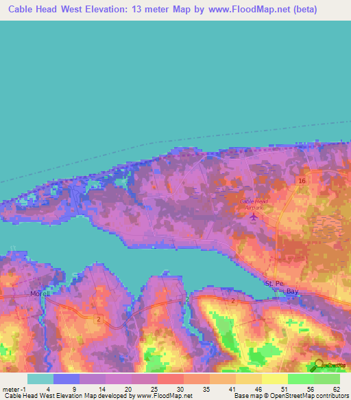 Cable Head West,Canada Elevation Map
