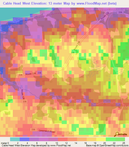 Cable Head West,Canada Elevation Map