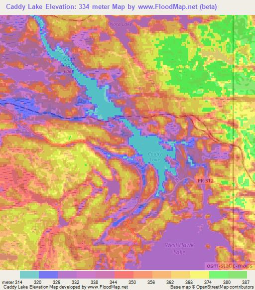 Caddy Lake,Canada Elevation Map
