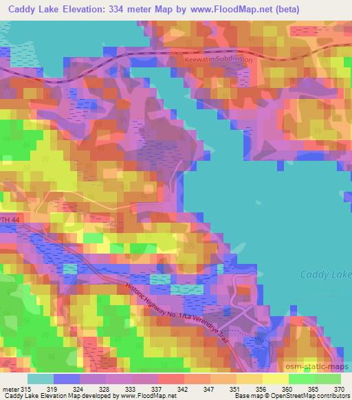 Caddy Lake,Canada Elevation Map