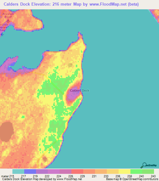 Calders Dock,Canada Elevation Map