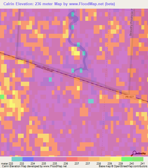 Calrin,Canada Elevation Map