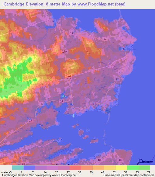 Cambridge,Canada Elevation Map