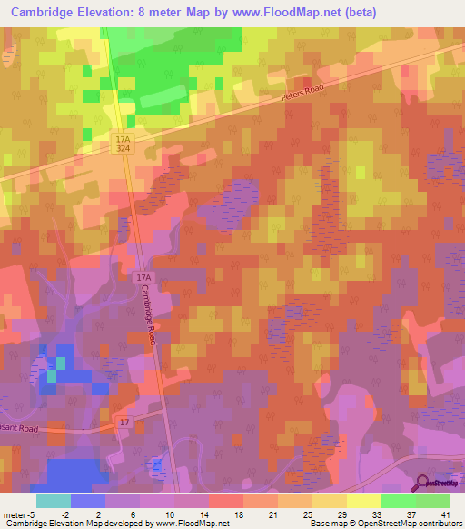 Cambridge,Canada Elevation Map
