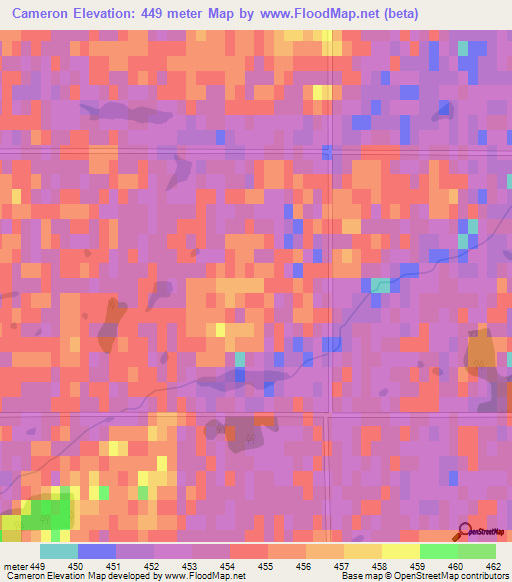 Cameron,Canada Elevation Map