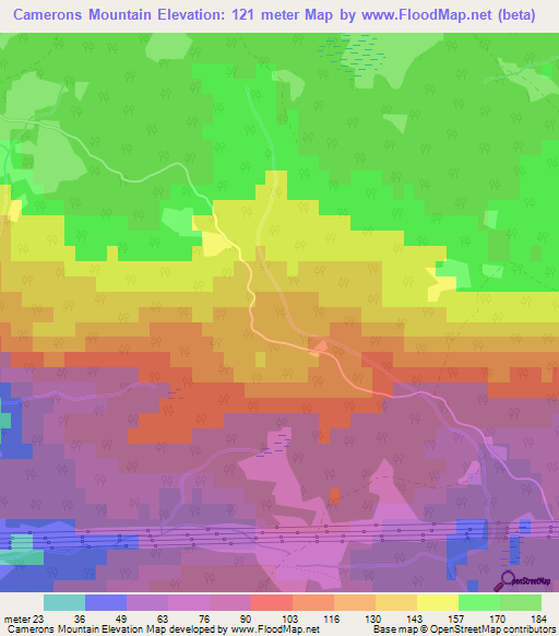 Camerons Mountain,Canada Elevation Map